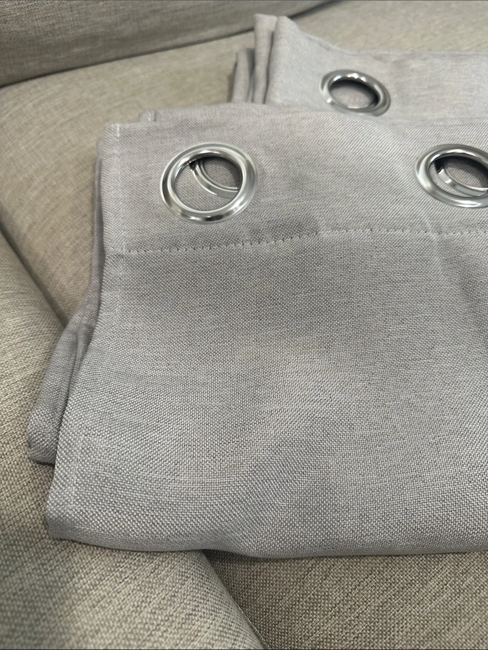 😴 Light Gray Brown Grommet Top Blackout Curtain Panel Pair